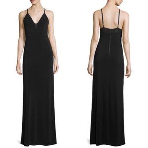 ALICE + OLIVIA MAXI BLACK DRESS WITH SHEER INSET